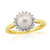 9ct gold 7mm cultured pearl & diamond cluster ring 0.15ct