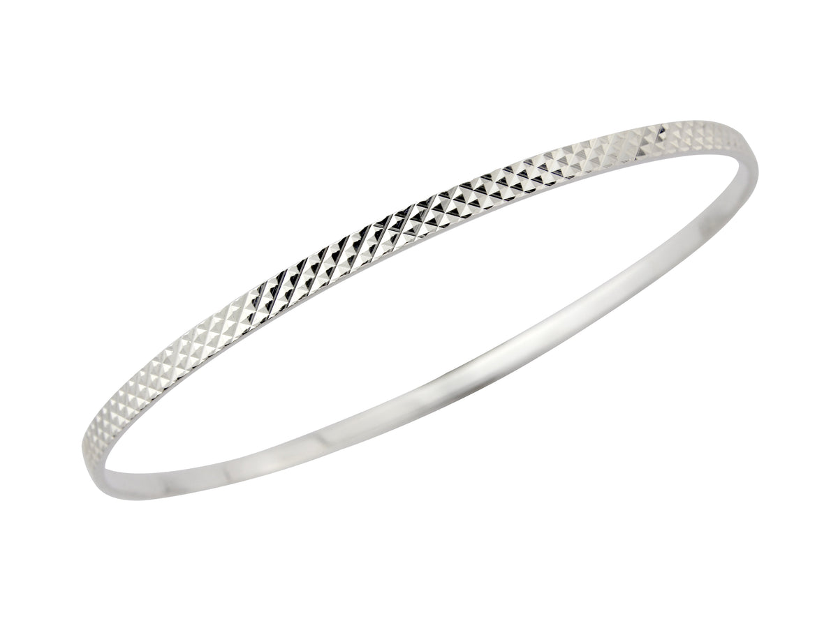 silver 3mm multi diamond cut  bangle