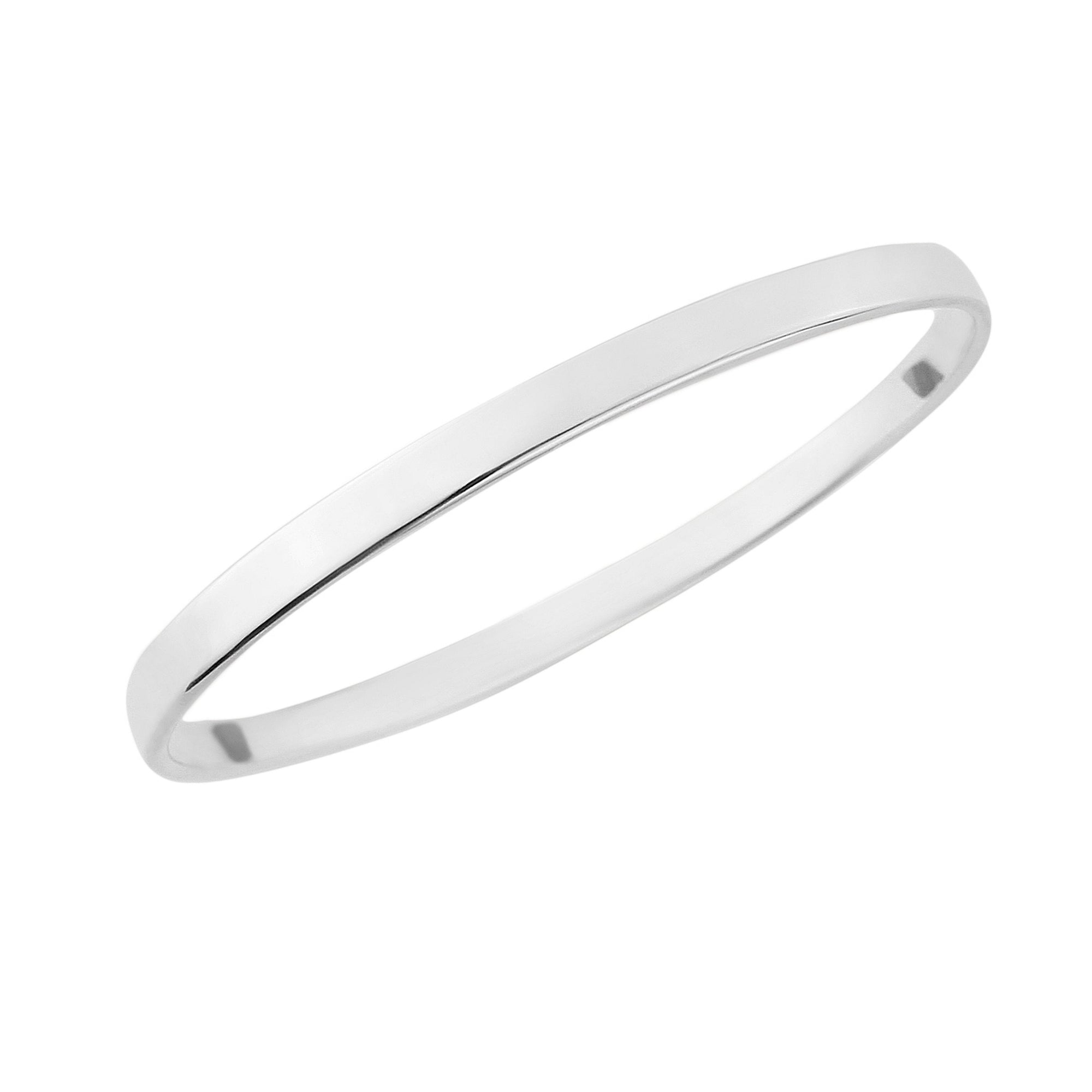 silver plain flat solid bangle