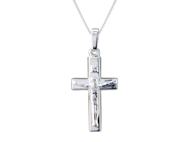 Silver polished crucifix & 18" chain