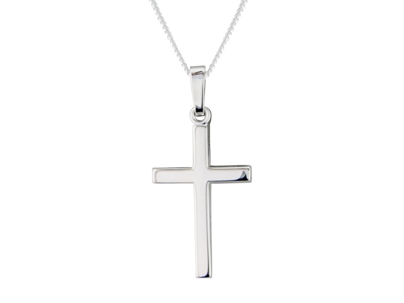 Silver 20mm plain cross & 18" chain