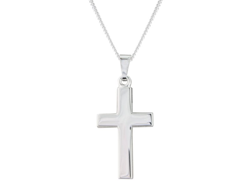 Silver 20mm wide plain cross & 18" chain