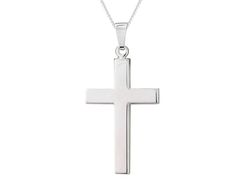 Silver 25mm wide plain cross & 18" chain