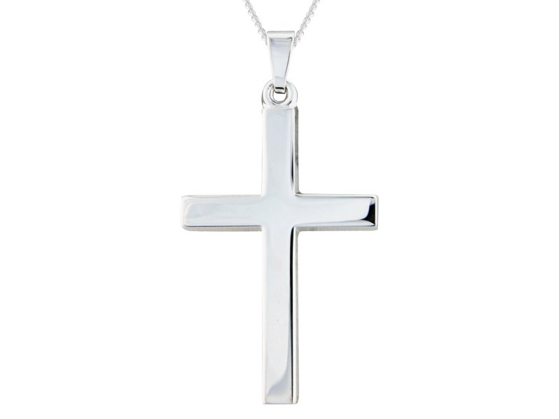 Silver 30mm plain wide cross &amp; 18&quot; chain