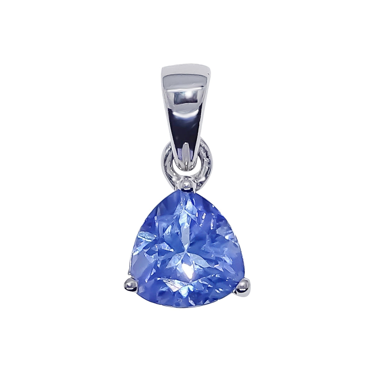 9ct white gold 6mm trillion cut tanzanite pendant